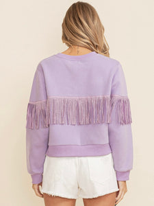 Madyson Embellished Fringe Sweater - Lavender