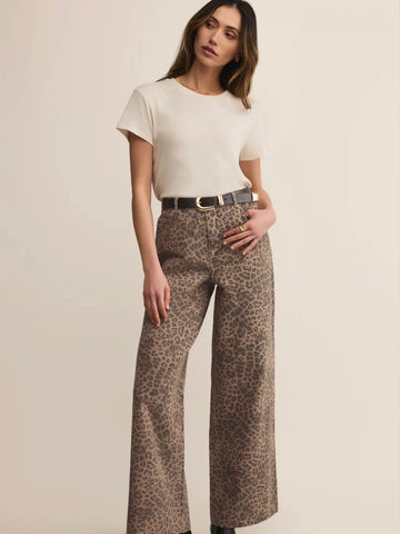 ZSupply Marli Denim Leopard Pant - Desert Tan