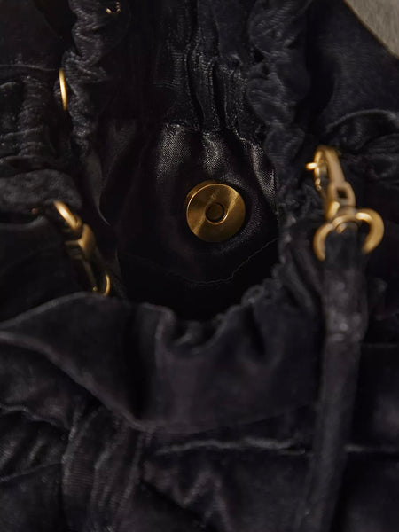 Free People Belle Velvet Bow Bag - Black