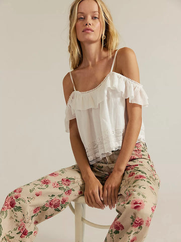 Free People Deep Trance Printed Jeans - Wallpaper Floral