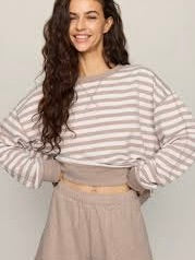 ZSupply The EveryDay Striped Crew- Heather Ash