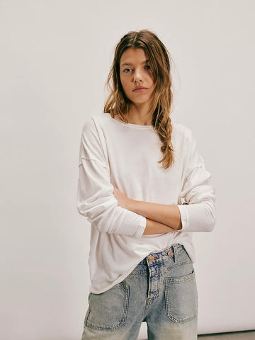 Free People Nina Long-Sleeve Tee - Ivory