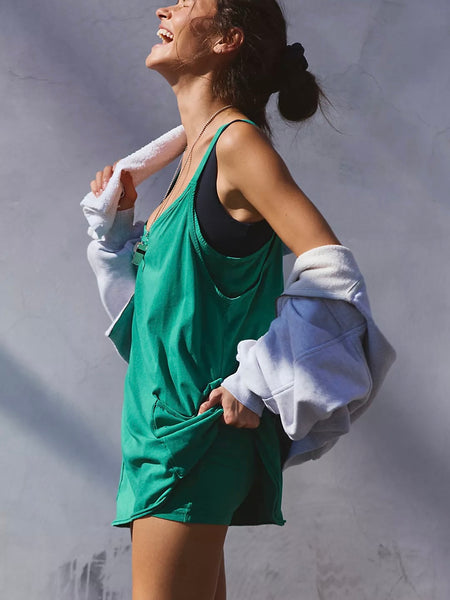 Free People Hot Shot Mini Dress - Green Glow