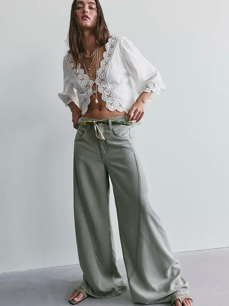 We The Free Haven Twisted Wide-Leg Jeans- Seagrass