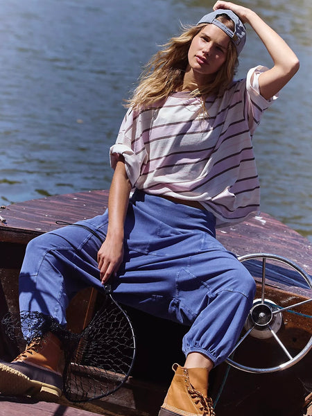 Free People Tackle Printed Tee - Post Up Stripe Bloom Combo