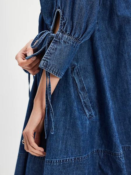 Free People Sonora Denim Mini Dress - Midnight Rinse