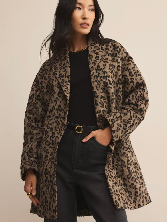 ZSupply Lennon Oversized Leopard Coat - Desert Tan