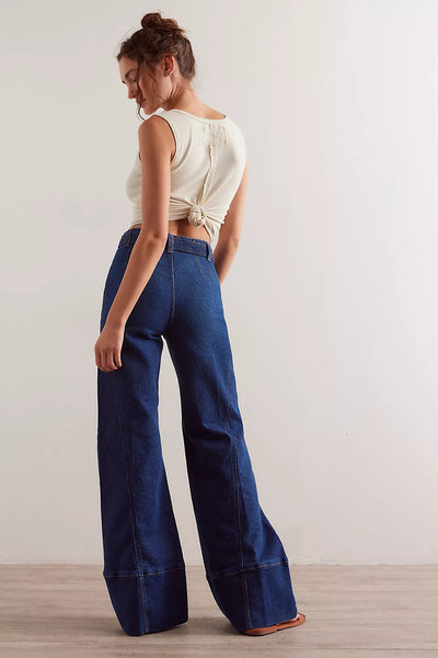 Free People We The Free Ryla A Line Jeans - Dreamscape Blue