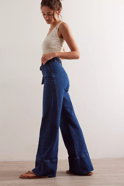 Free People We The Free Ryla A Line Jeans - Dreamscape Blue