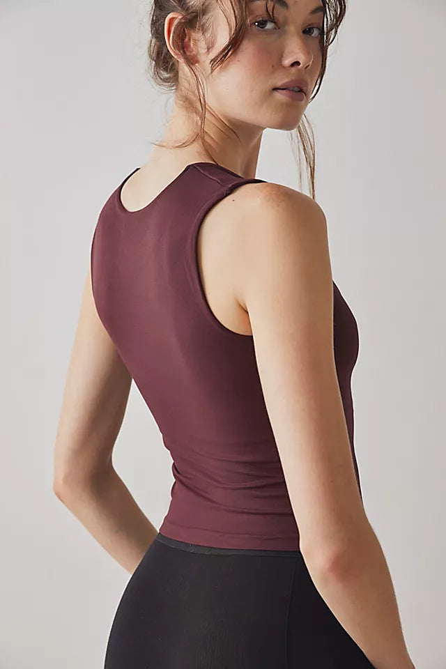 Free People Clean Lines Muscle Cami - Chocolate Merlot