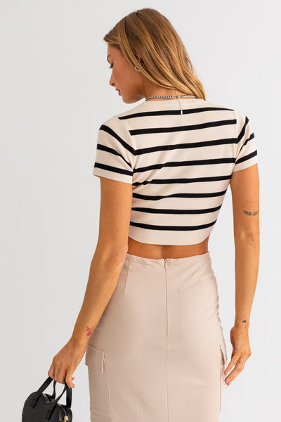 Basic Cropped Short Sleeve Knit Top