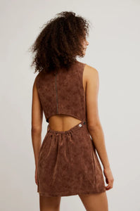 Free People Atlas Suede Mini Dress - Chicory Coffee