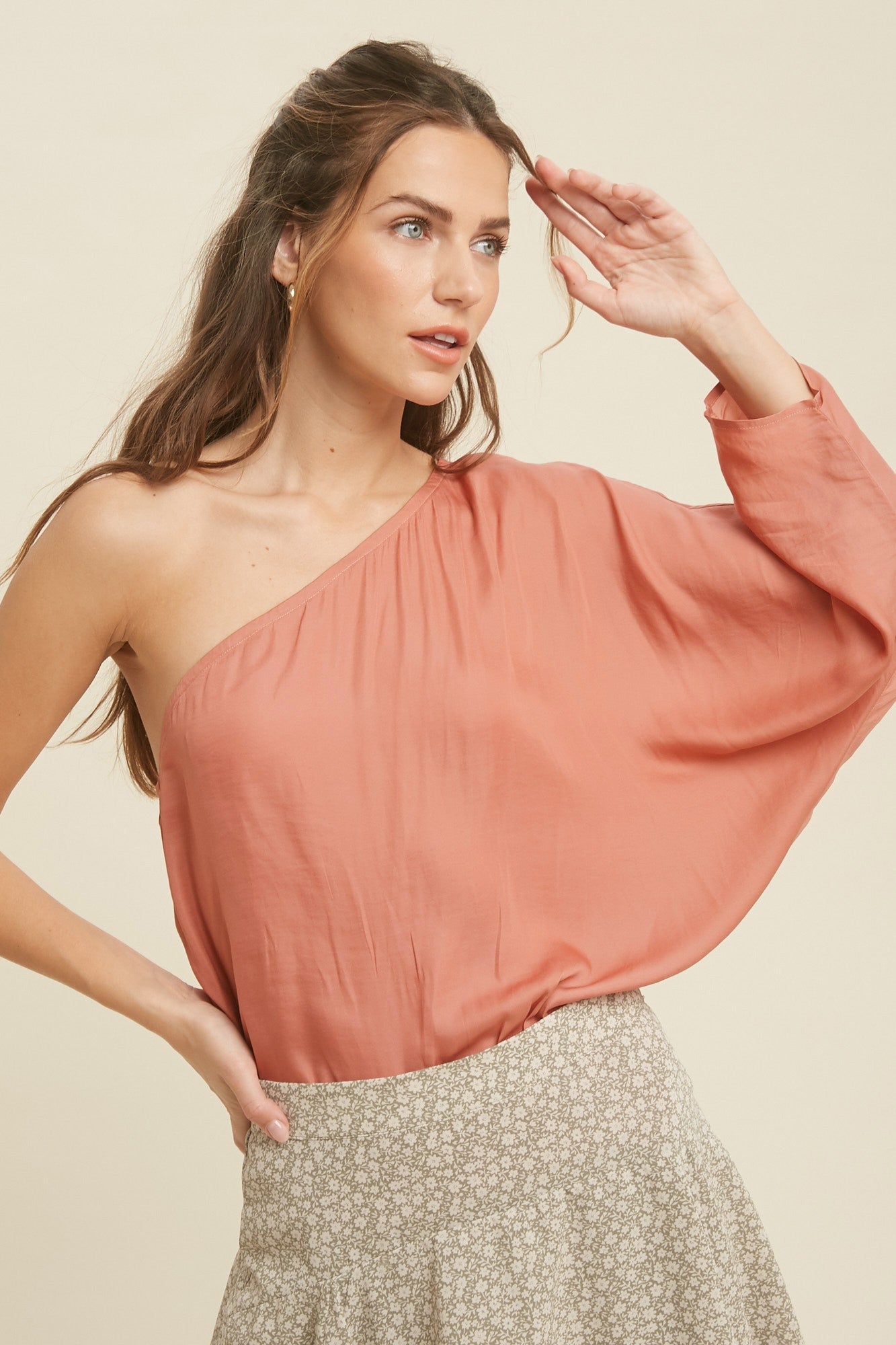 One Shoulder Satin Top- All Colors