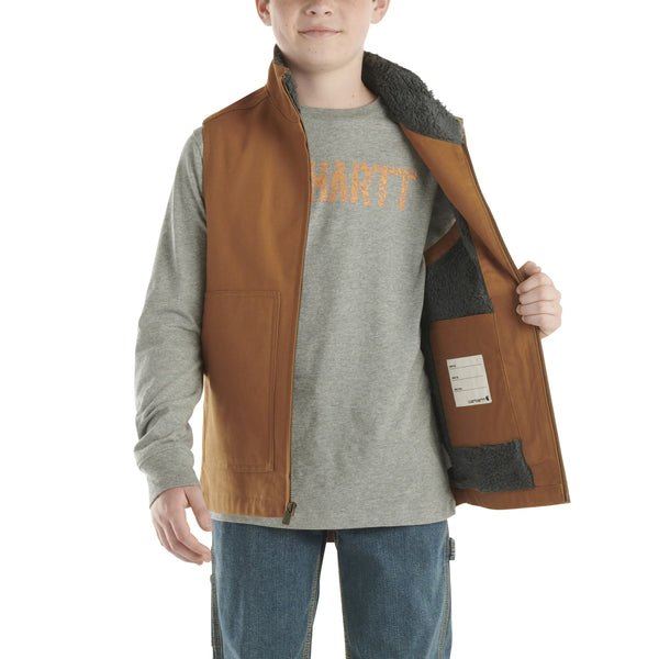 Carhartt Kids Canvas Sherpa Lined Vest - Carhartt Brown