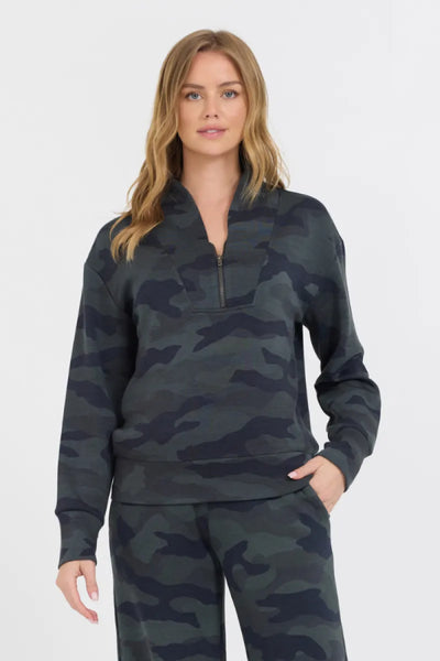 Vintage Havana Cloud Fleece Quarter Zip - Onyx Camo