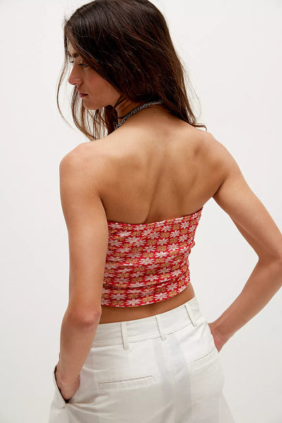 Free People Boulevard Printed Tube Top - Flame Red Combo