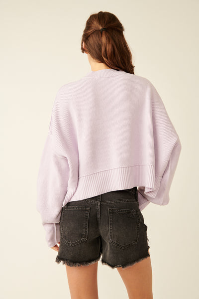 Free People Easy Street Crop Pullover- Frost Lavender