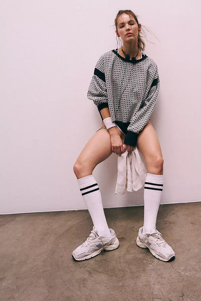 Free People My Time Textured Layer - Black White Combo