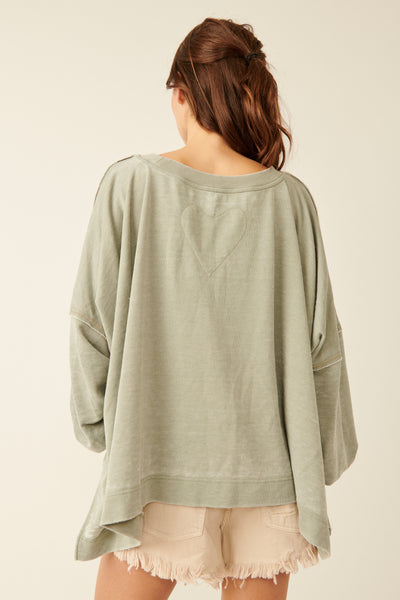 Free People Daisy Sweatshirt- Washed Army