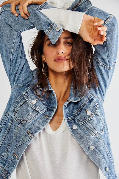 Free People Rumors Denim Jacket- Light Indigo