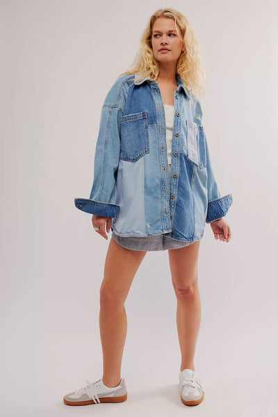 Free People Mountain Roads Denim Shirt-Indigo