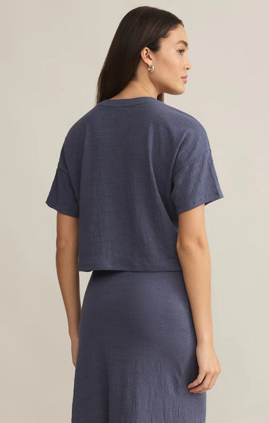 ZSupply Sway Texted Slub Cropped Tee - Worn Blue