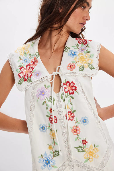 Free People Willow Embroidered Mini Dress - Ivory