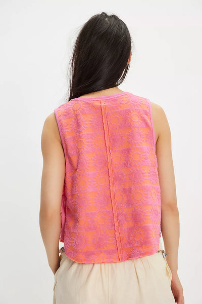 Free People Towel Terry Top - Pink Combo