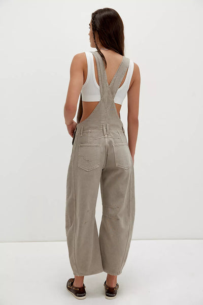 Free People Good Luck Barrel Overalls- Cobblestone