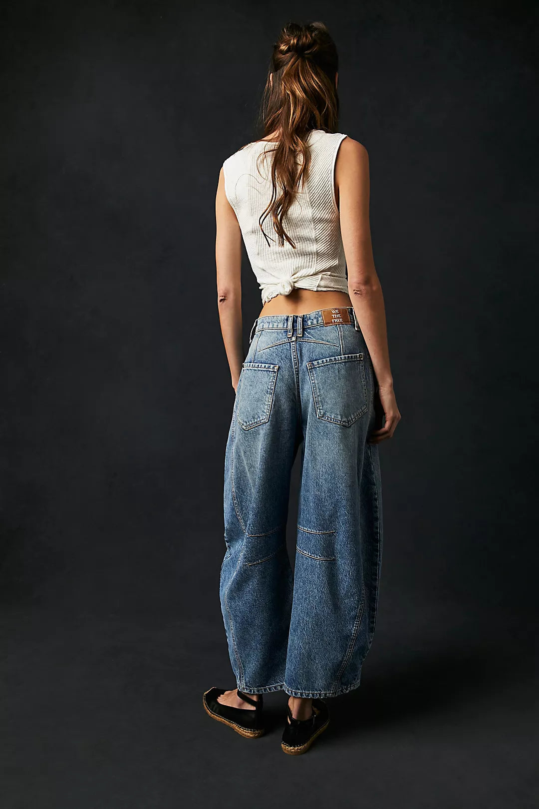 Free People We The Free Good Luck Mid-Rise Barrel Jeans - Ultra Light Beam