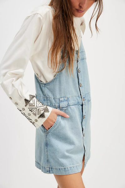 Free People We The Free Edie Denim Skirtall - Apple Blues