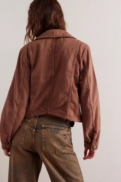 Free People Jade Denim Jacket- Chocolate Mousse