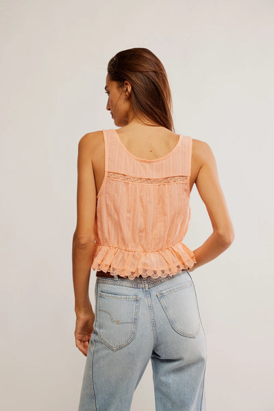 Free People Alana Lace Tank - Spring Melon