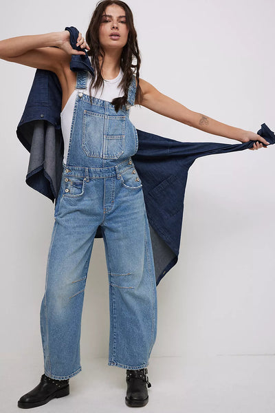 Free People Good Luck Barrel Overalls- Going Steady