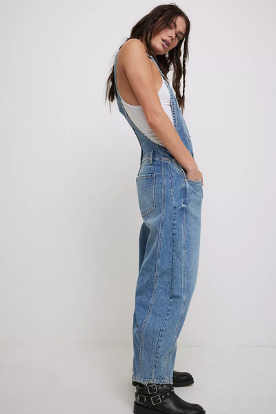 Free People Good Luck Barrel Overalls- Going Steady