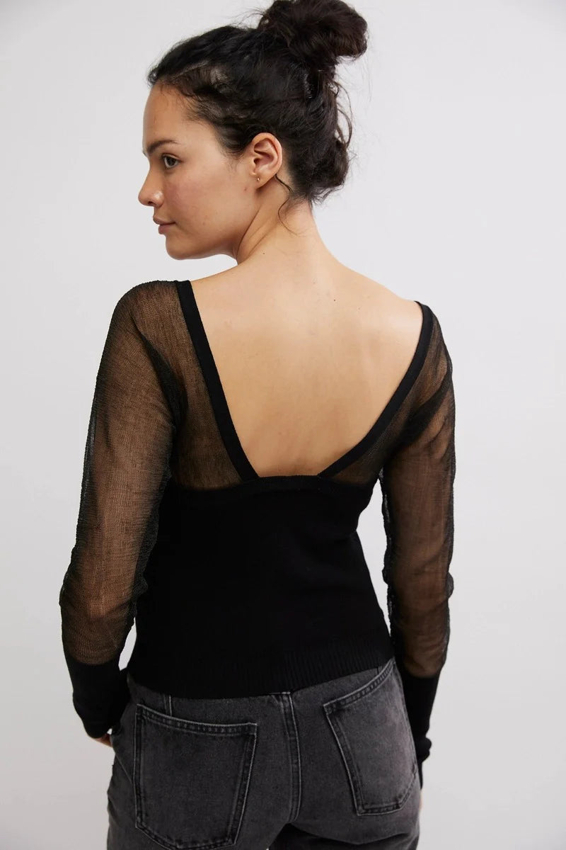 Free People Night After Night Long Sleeve - Black