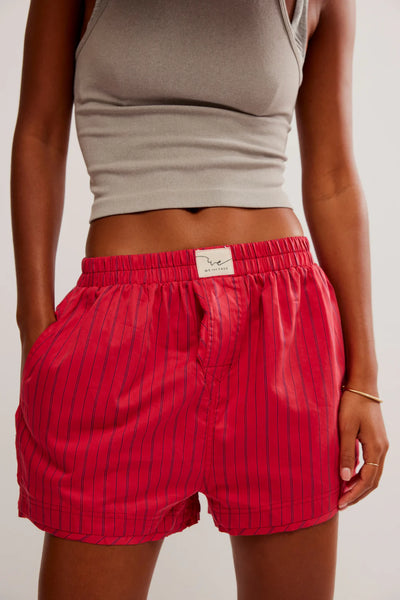 Free People We The Free Day To Day Striped Boxers - Red Combo