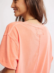 Free People Nina V-Neck Tee-Thriving Coral