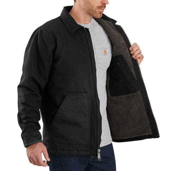 Carhartt Men's Sherpa Lined Field Washed Duck Jacket - Carthartt Brown