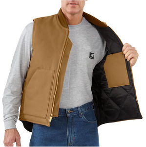 Carthartt Men’s Relaxed Fit Firm Duck Insulated Rib Collar Vest - Carthartt Brown