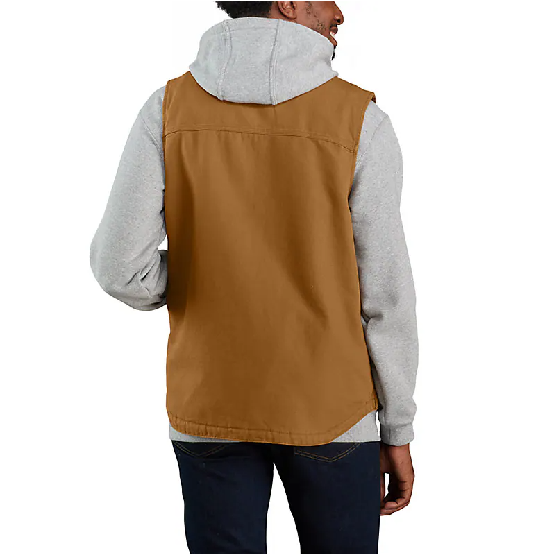 Carthartt Men’s Mock-Neck Sherpa-Lined Vest - Loose Fit - Washed Duck - Carthartt Brown