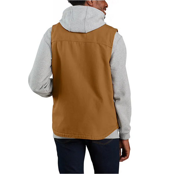 Carthartt Men’s Mock-Neck Sherpa-Lined Vest - Loose Fit - Washed Duck - Carthartt Brown