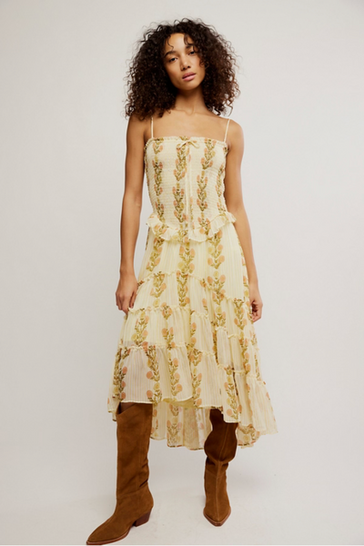 Free People Alejandra Midi Dress - Cloud Combo
