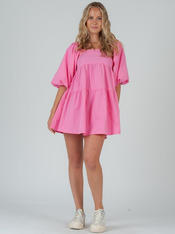 Jeanne Tiered Babydoll Dress- Pink