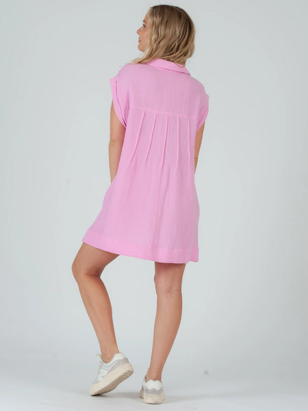 Gabrielle Button Tunic- Pink