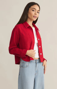 ZSupply All Day Cropped Denim Jacket - Cherry