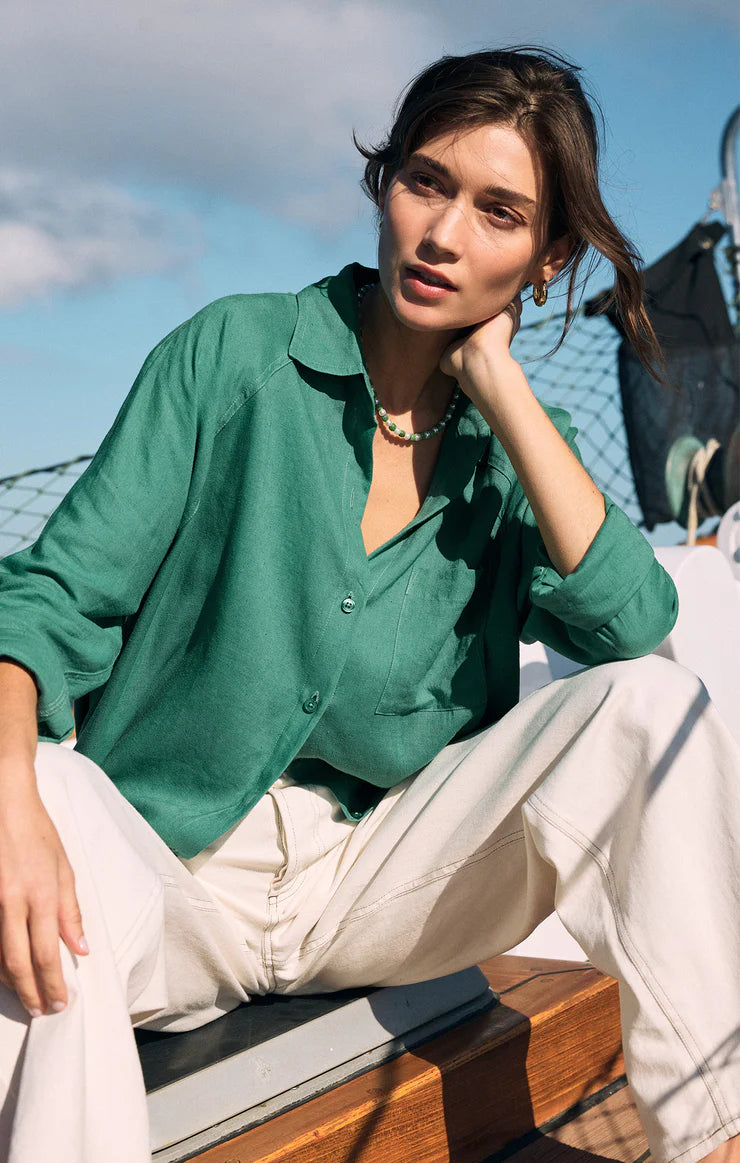 ZSupply The Perfect Linen Top - Botanical Green