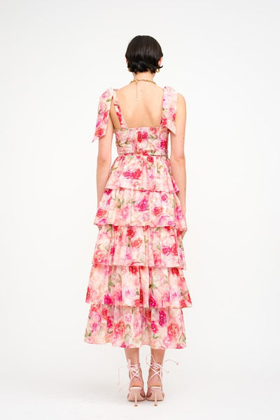 Jacquelyn Tiered Floral Dress - Pink Floral