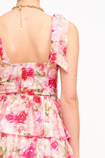 Jacquelyn Tiered Floral Dress - Pink Floral