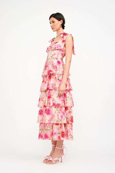 Jacquelyn Tiered Floral Dress - Pink Floral